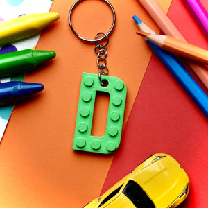 Lego Compatible alphabet keyring  Choice of colours and letter Y, Z, HEART AND STAR (Free Postage)