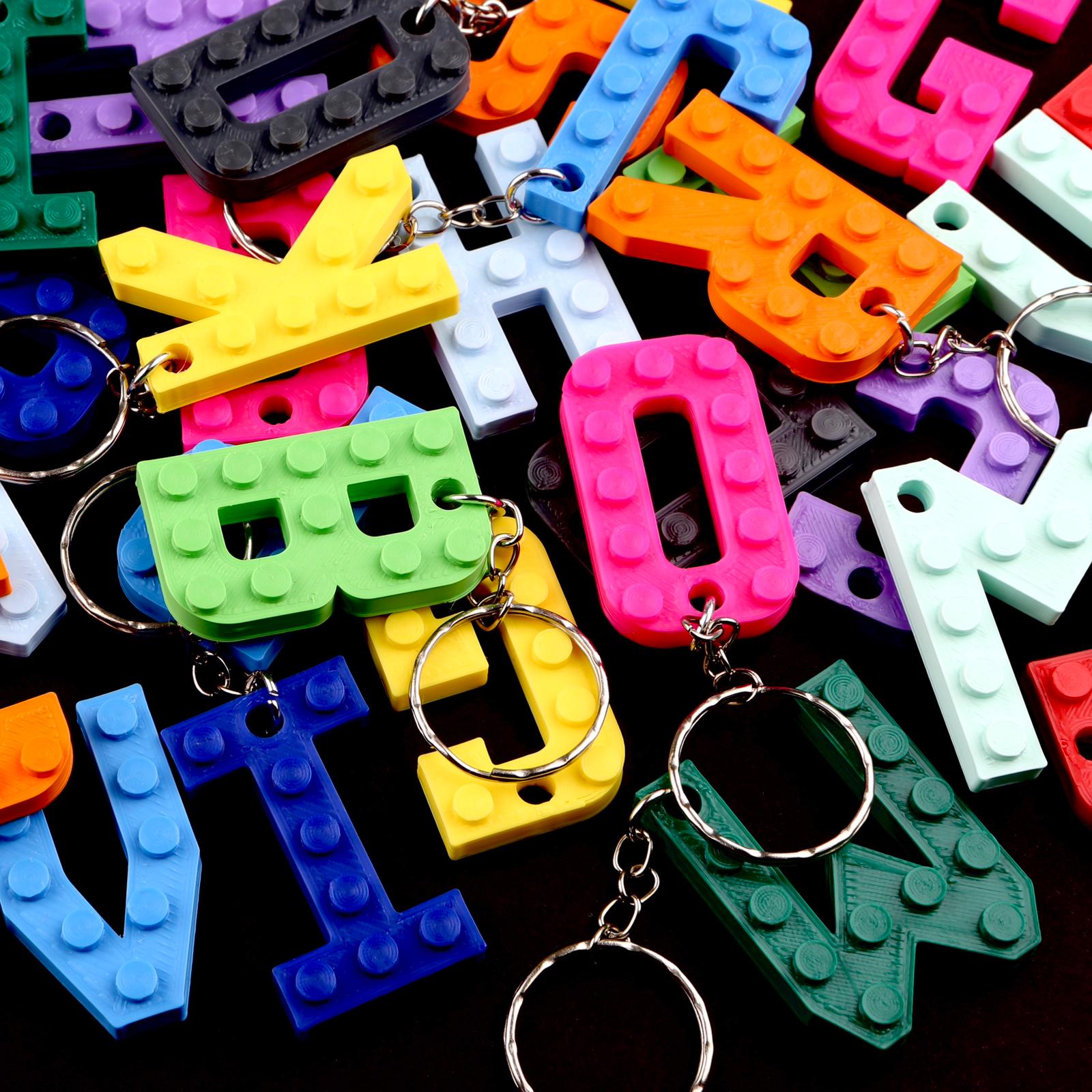 Lego Compatible alphabet keyring  Choice of colours and letter Y, Z, HEART AND STAR (Free Postage)