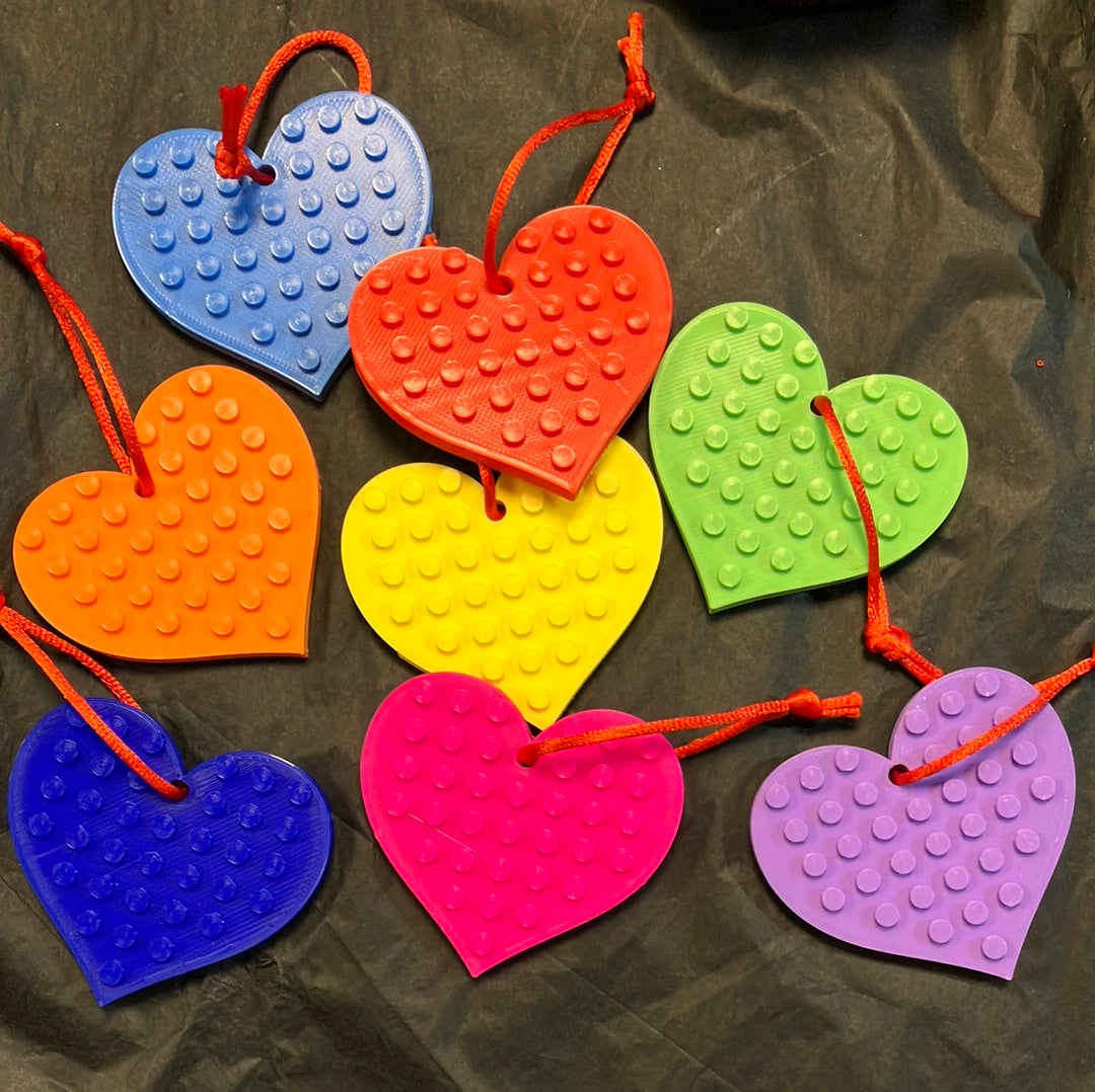 Lego Compatible Medium Hanger - Heart - Choice of colours