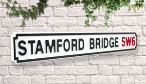 stamford bridge wooden street sign