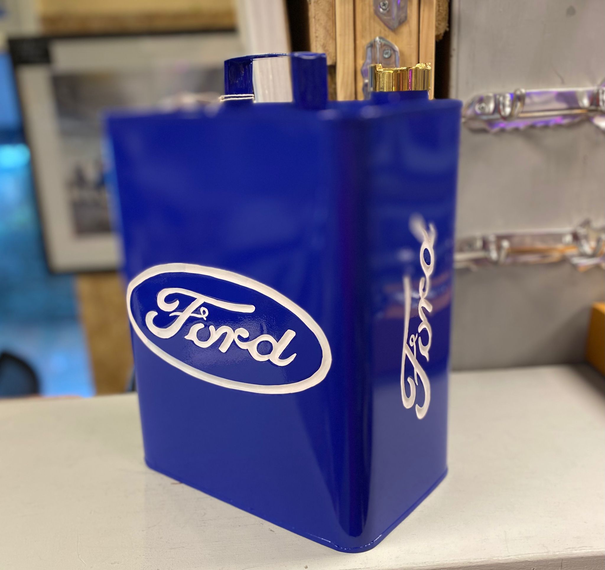 Retro Hand Painted Ford Advertising Aluminium Oil Petrol Jerry can