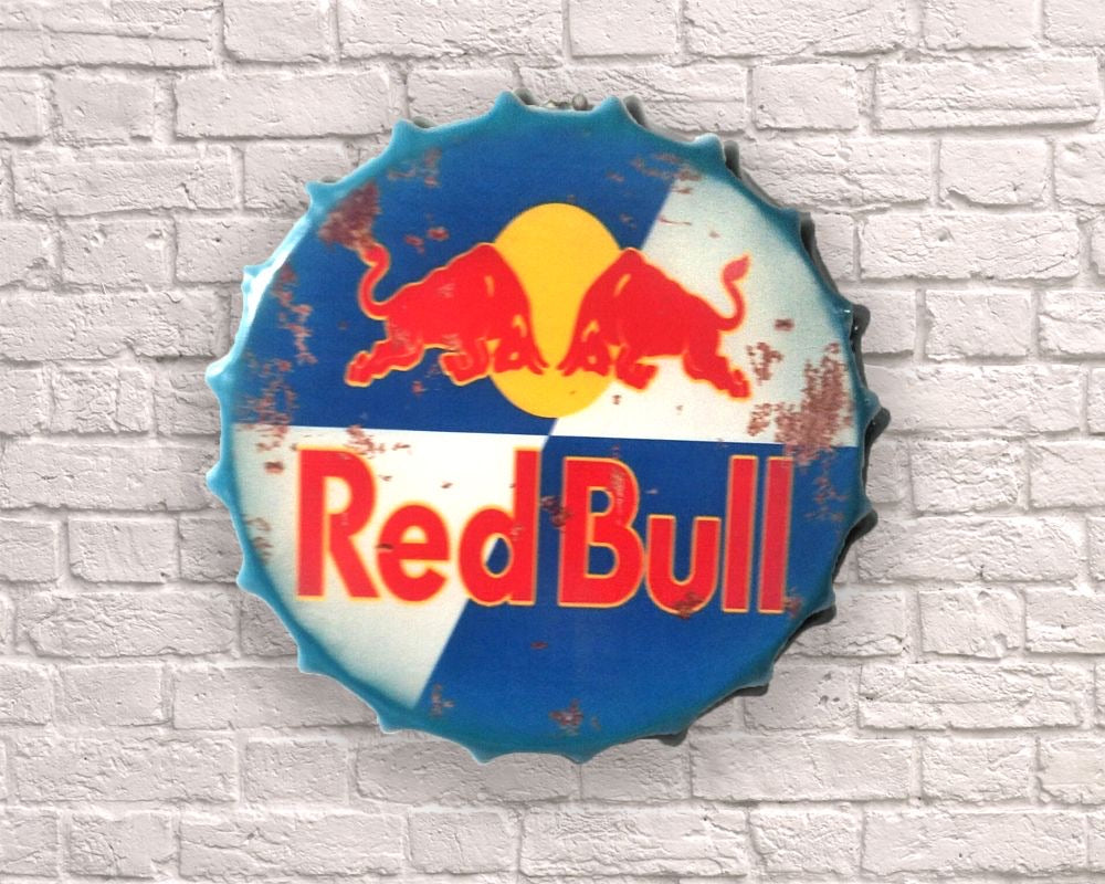 red bull giant metal hanging bottle top