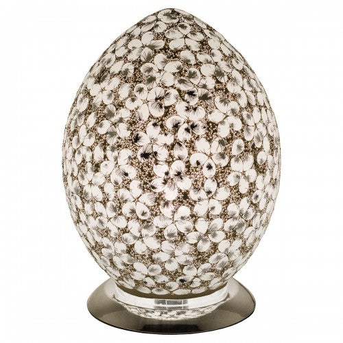 Mosaic Glass Egg Lamp - White Flower - Choice of Small or Large