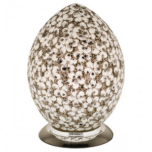Mosaic Glass Egg Lamp - White Flower - Choice of Small or Large