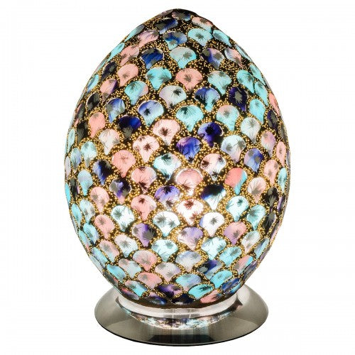 Mosaic Glass Egg Lamp - Blue and Pink - Choice of Small or Large
