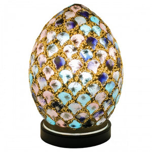 Mosaic Glass Egg Lamp - Blue and Pink - Choice of Small or Large