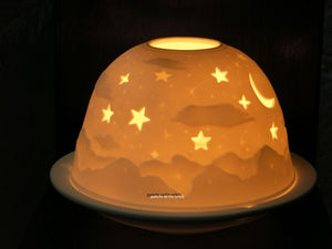 Moon and Stars German Ceramic Tea Light Dome Candle