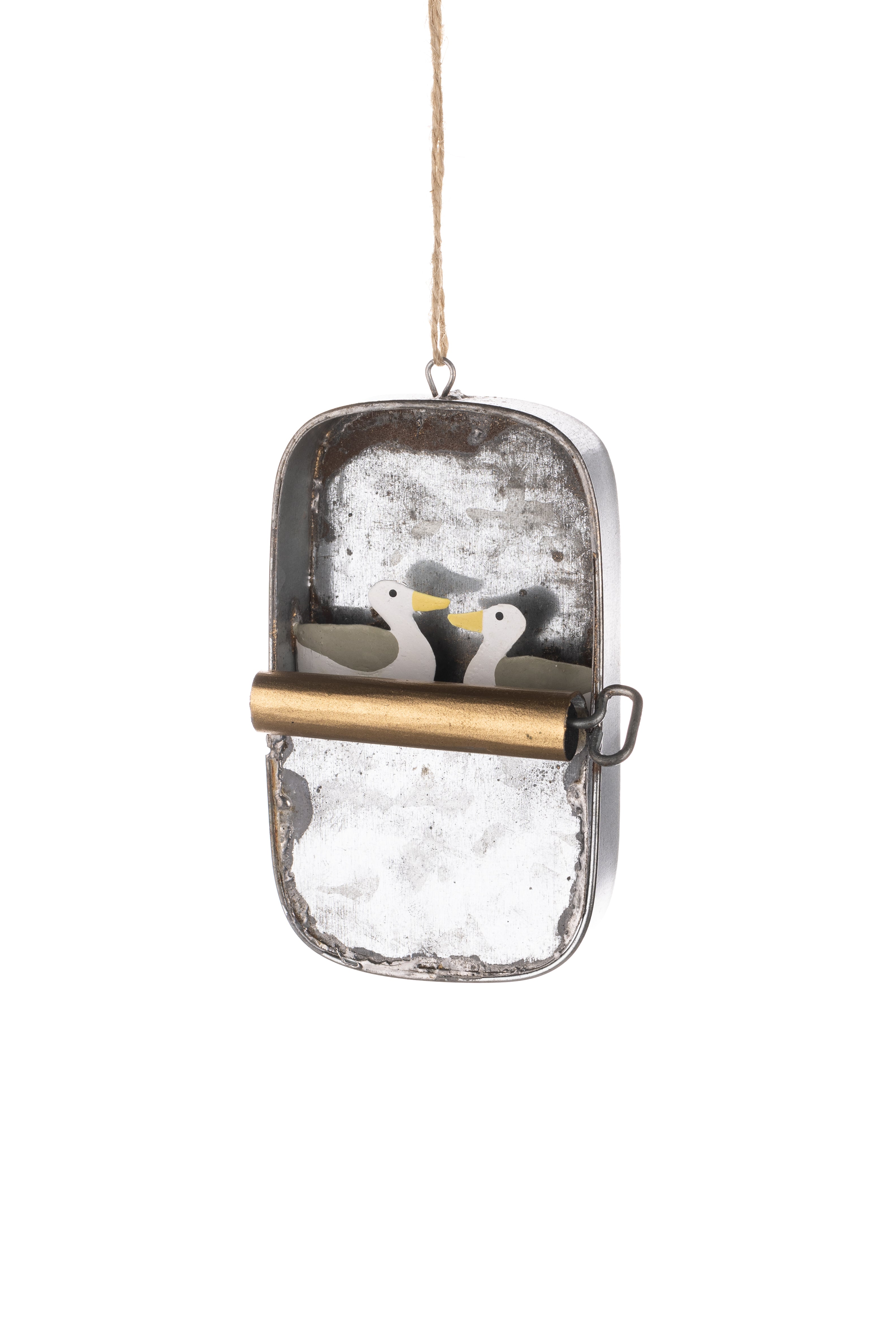 Shoeless Joe Sardine tin hanger with seagulls