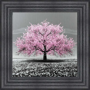 Cherry Pink Blossom Liquid Swarovski Crystal Art Artwork Picture
