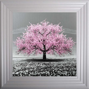 Cherry Pink Blossom Liquid Swarovski Crystal Art Artwork Picture