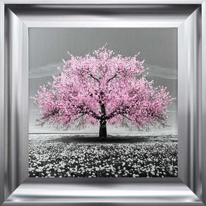 Cherry Pink Blossom Liquid Swarovski Crystal Art Artwork Picture