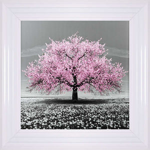 Cherry Pink Blossom Liquid Swarovski Crystal Art Artwork Picture