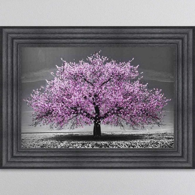 Cherry Pink Blossom Liquid Swarovski Crystal Art Artwork Picture