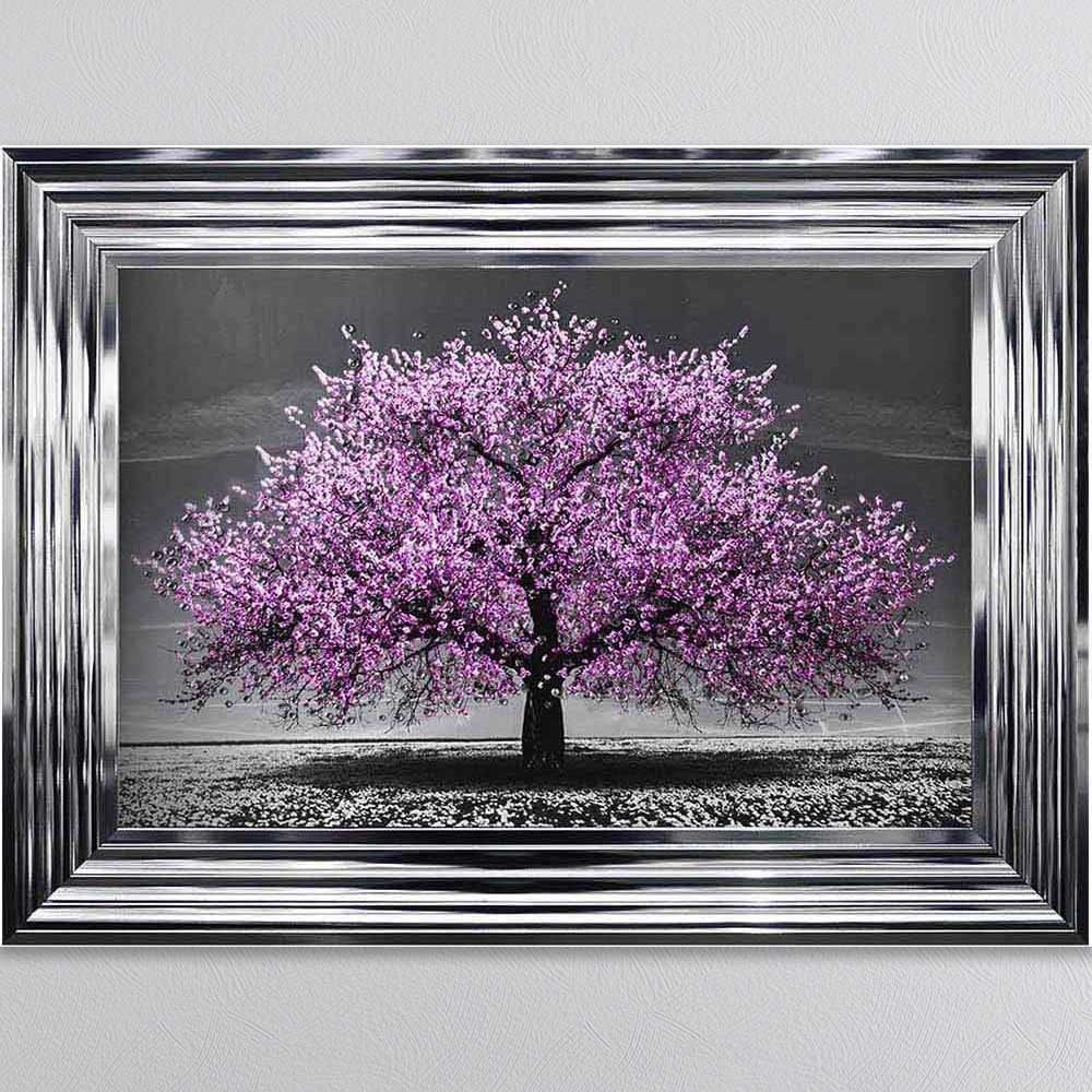 Cherry Pink Blossom Liquid Swarovski Crystal Art Artwork Picture