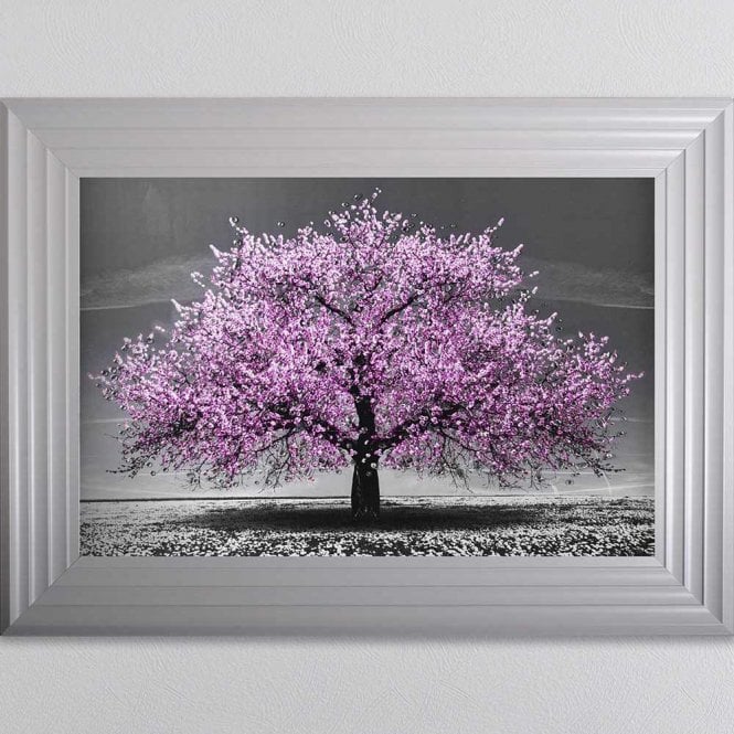 Cherry Pink Blossom Liquid Swarovski Crystal Art Artwork Picture