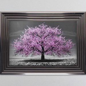 Cherry Pink Blossom Liquid Swarovski Crystal Art Artwork Picture