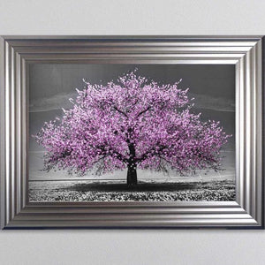 Cherry Pink Blossom Liquid Swarovski Crystal Art Artwork Picture