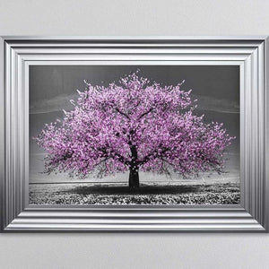 Cherry Pink Blossom Liquid Swarovski Crystal Art Artwork Picture