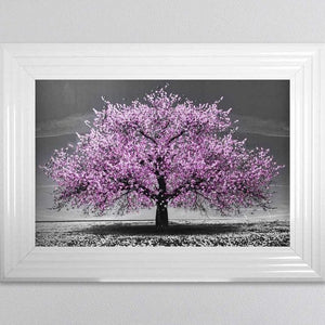 Cherry Pink Blossom Liquid Swarovski Crystal Art Artwork Picture