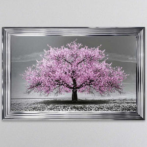 Cherry Pink Blossom Liquid Swarovski Crystal Art Artwork Picture