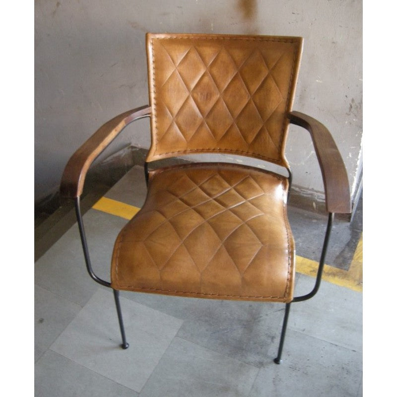 Black Ribbed Comfortable Leather Chair