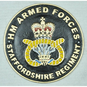 Staffordshire Regiment HM Armed Forces Military Hand Painted Solid Cast Iron Wall Sign