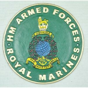 Royal Marines HM Armed Forces Military Hand Painted Solid Cast Iron Wall Sign Plaque