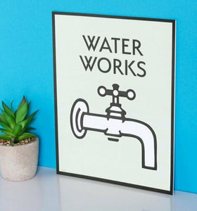 Licenced Hasbro Monopoly Water Works Toilet Bathroom Art Print