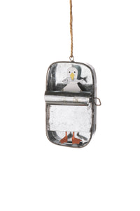 Shoeless Joe Sardine tin hanger - seagull with fish