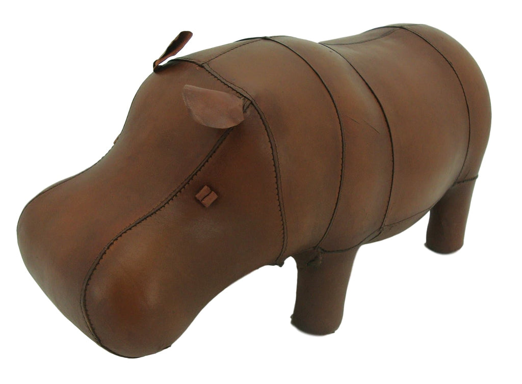 small leather hippo footstool