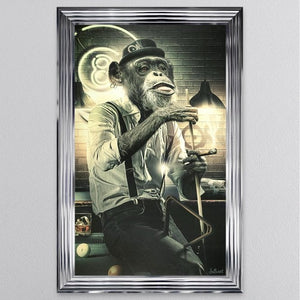 Snooker Monkey Sylvain Binet framed art