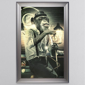 Snooker Monkey Sylvain Binet framed art