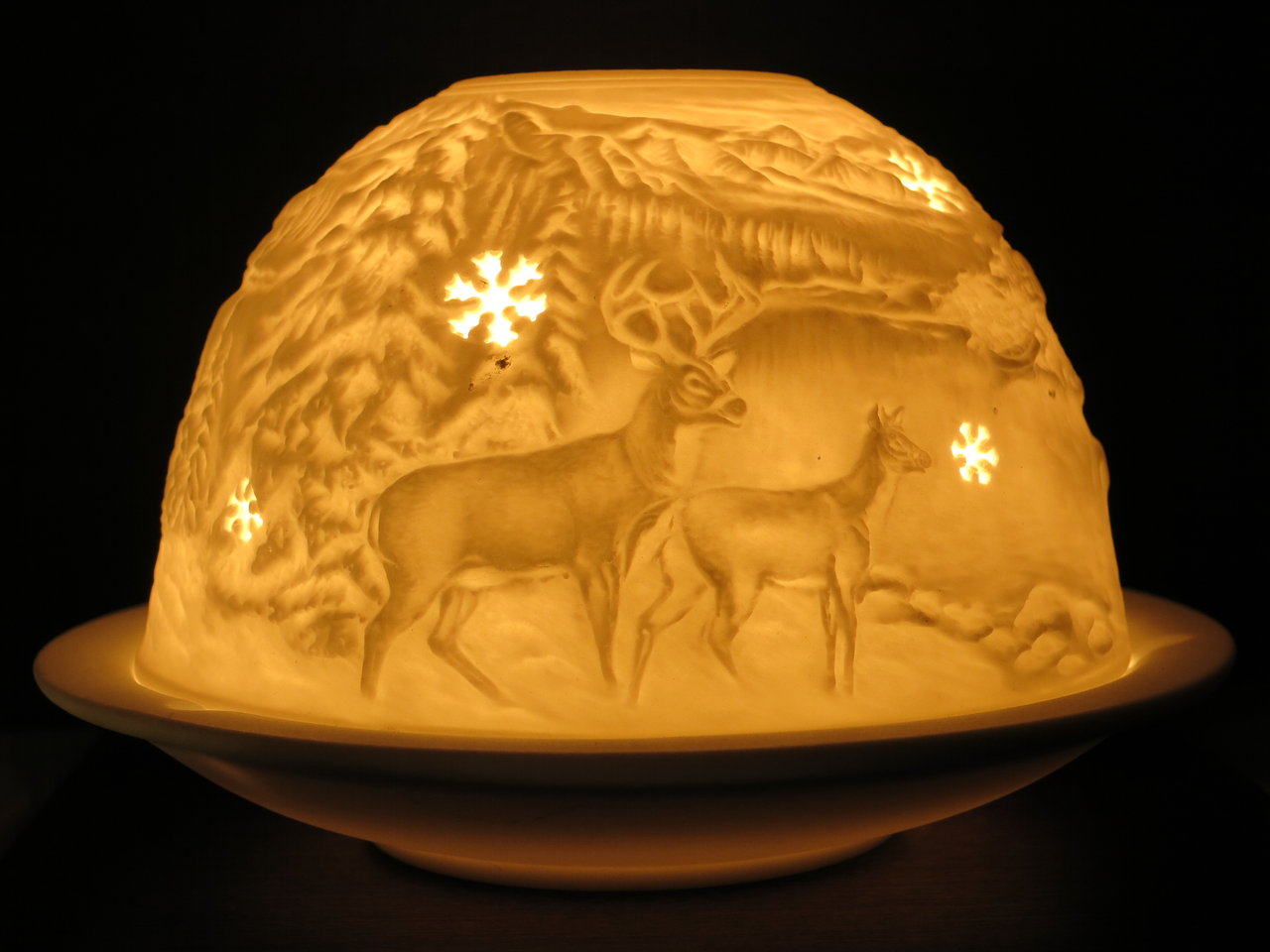Stag and Deer German Ceramic Tea Light Dome Candle