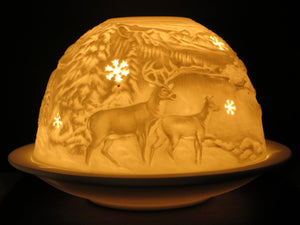 Stag and Deer German Ceramic Tea Light Dome Candle