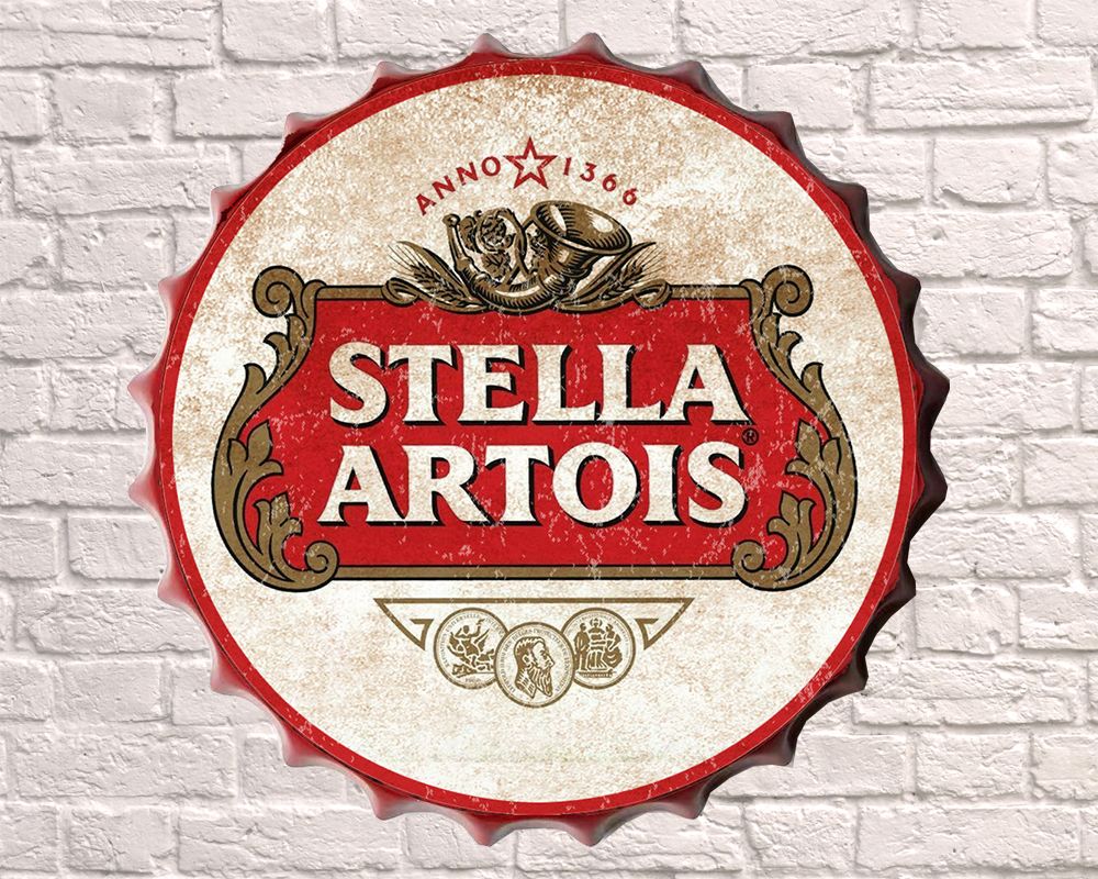 stella artois giant metal hanging bottle top