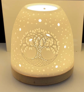 Tree of Life Ceramic Tea Light Dome Candle Igloo with wooden base