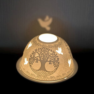 Authentic Tree of life German Ceramic Tea Light Dome Candle