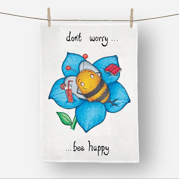 Bee happy Cute tea-towel